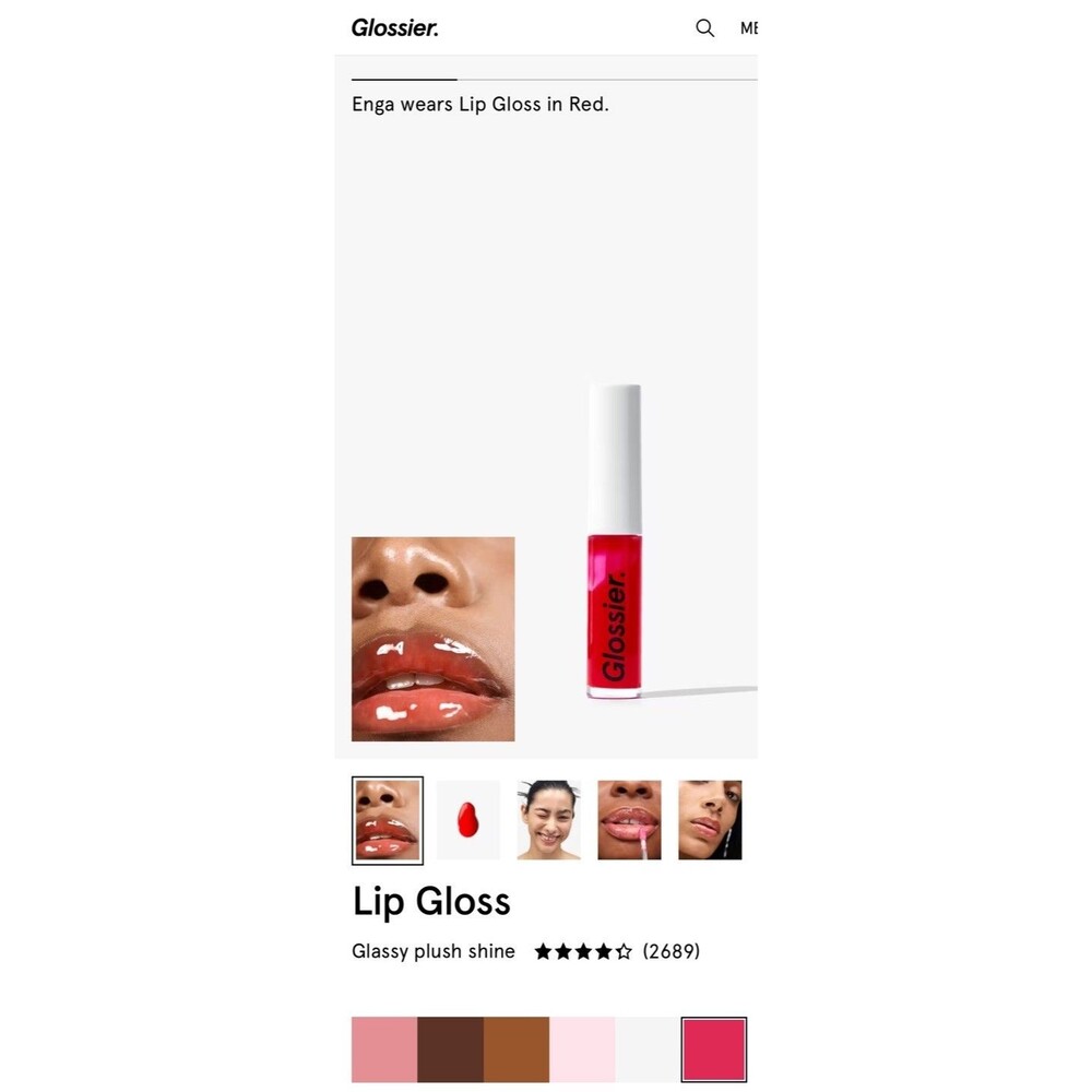 GLOSSIER LIP GLOSS COLOR~ RED ROUGE ~ 0.12 fl.oz Glossy Shine ~NEW IN BOX~